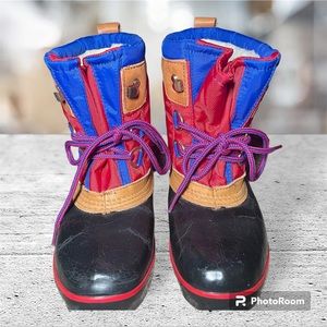 Vintage 80s/ 90s Lands End color block duck boots size 7